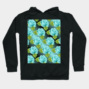 Blue Sparkly Roses Pattern Art Hoodie